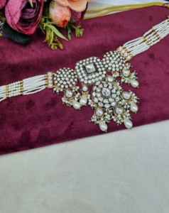 Elegant Kundan Pearl Strand Choker Necklace <b>Set</b> With Earrings And Mangtika Traditional Ethnic Festive Wear <b>Jewellery</b> Collections - Product Image 5
