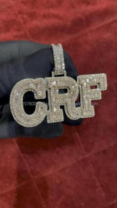 Collar Personalizado con Colgante 'CRF' Chapado en Oro, Estilo Iced Out, Joyería de Lujo Hip Hop, Accesorio de Moda - Product Image 1