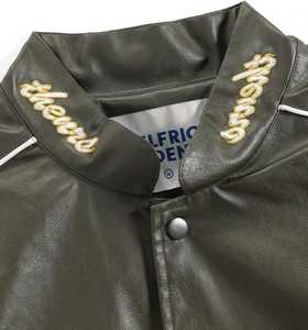<b>Men</b> Vintage <b>Racing</b> Varsity <b>Jacket</b> PU Leather Look Bomber Coat Patchwork Button Front Streetwear Outerwear - Product Image 5