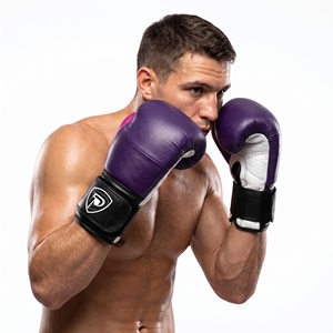 Dumela Purple Leather <b>Boxing</b> <b>Gloves</b> <b>16</b> <b>Oz</b> Professional Training Gear with Logo Design - Product Image 2