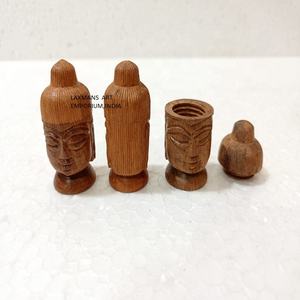 Cajas de pastillas talladas con cabeza de Buda de madera, cajas pequeñas de madera para alijo, cajas de madera pintadas, cajas de pastillas pintadas de madera, caja de madera - Product Image 1