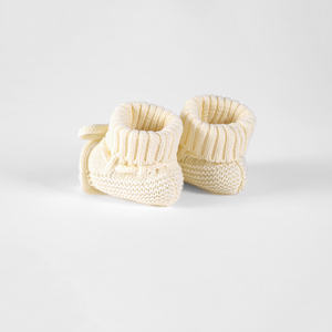 Chaussons tricotés pour bébé couleur crème, 100% coton, pour nouveau-né de 0 à 3 mois, chaussettes décontractées d'hiver - Product Image 3