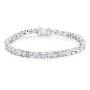 Pulsera de tenis ovalada Lab Diamond East West de oro blanco de 18 quilates, joyería fina de lujo - Product Image 1