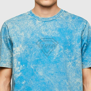 Custom Mens Acid Wash T Shirt Streetwear Heavyweight Cotton Tee Shirt <b>Light</b> Blue Mineral Wash Vintage Blank T Shirt Manufacturer - Product Image 5