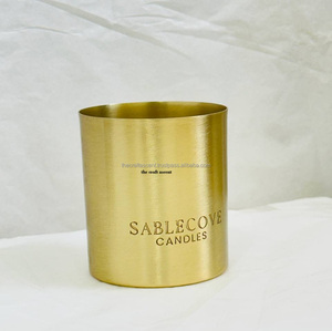 Pot à bougie vide en laiton brossé fait à la main en gros personnalisé décoration d'intérieur en métal de luxe contenant de bougie en cire de soja parfumée - Product Image 3