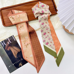 Foulard en Soie Satinée Motifs Floraux Printemps 2026 pour Femme, Ruban de Luxe pour Anse de Sac, Foulards Fins en Soie pour Cheveux, Bandeau d'Été pour Femme - Product Image 1