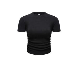 Camiseta Corta para Mujer, Estilo Baby Tee, Ajustada, de Algodón, Manga Corta, Casual, Estética Y2K, Vintage, Streetwear, Moda, Poliéster y Spandex - Product Image 1