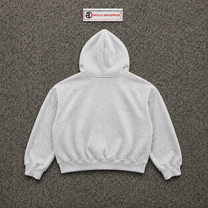 Sudadera con capucha con cremallera PREMIUM LIGHT GREY GRAPHIC CASH TALK, de forro polar oversize, informal, de color liso, de longitud regular, de algodón tejido, para otoño. - Product Image 6