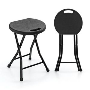 Set di 2 Sgabelli Rotondi Pieghevoli con Maniglia, Sedie Portatili da 18 Pollici - Product Image 1