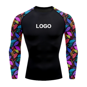"Men's Anti UV Rash Guard Long Sleeve Swim Shirt Sublimated Polyester Spandex Quick Dry <b>Surfing</b> Beach Wear OEM ODM Wholesale" - Product Image 2