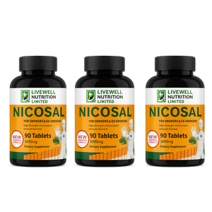 Livewell Nutrition Nicosal 90 Tabletas 1000mg Paquete de 3, Antioxidante y Refuerzo Inmunológico para Fumadores - Product Image 1