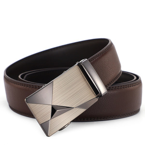 Cinturón de Cuero Vacuno Formal con Hebilla de Aleación Geométrica, Color Marrón Sólido, Diseño de Moldeo de una Sola Pieza, Duradero - Product Image 1