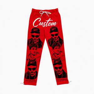 2026 Men's Casual Sdl Mid Fleece Flat Drawstring Closure Sweatpants Track Pants 100% Cotton Silk Screen Printed OEM - Product Image 2