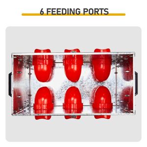 Large Capacity 6-Port Automatic Galvanized <b>Chicken</b> <b>Feeder</b> Poultry <b>Feeder</b> with Rodent-Proof Legs Lid Zinc Coated Animal <b>Feeders</b> - Product Image 5