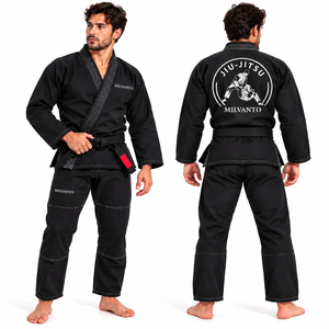 Kimono de Jiu-Jitsu Brésilien (BJJ) Noir Personnalisé 450 GSM Tissage Perlé pour Entraînement et Compétition d'Arts Martiaux OEM ODM - Product Image 1