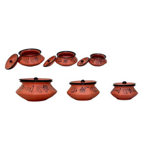 Juego de Vajilla de Barro Hecho a Mano con Tapas - Portátil, Reutilizable, Sostenible, Resistente al Calor, Hermético, Estilo Rústico para Fiestas 7-9 - Product Image 3