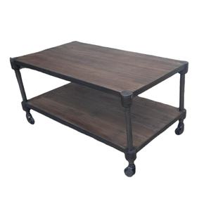 Mesa de centro de madera maciza industrial rústica hecha a mano acabado de hierro Natural plata antigua para comedor uso en Hotel disponible - Product Image 1