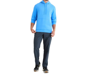 High Quality Men's Hooded Sweatshirt 100% Cotton Breathable Solid Color Casual Autumn Wear Blue Custom Logo - Product Image 2