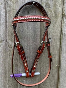 Premium Leather English Horse Bridle -Full Cob, <b>Small</b> Size, Custom Colors Available for Optimal Performance Custom Color Options - Product Image 2
