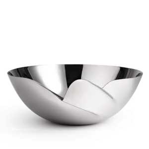 Moderno Tazón de Servir Plateado con Diseño Ondulado, Tazón de Acero Inoxidable con Borde Irregular para Frutas y Ensaladas, Vajilla Metálica de Lujo para Restaurante - Product Image 3