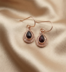 925 Sterling Silver Garnet Teardrop <b>Dangle</b> <b>Earrings</b> Vintage Boho Handmade Women Jewelry Rose <b>Gold</b> Yellow <b>Gold</b> Plated <b>Earring</b> her - Product Image 6
