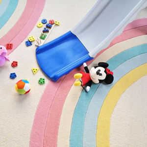 Tapis en laine tufté à la main, motif arc-en-ciel pastel, tapis pour enfants, tapis doux fait main pour chambre d'enfant, salle de jeux et chambre à coucher - Product Image 3
