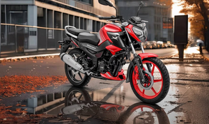 Motocyclette TVS "RAIDER" 100-200CC, rouge et grise, sportive, avec freins à disque et double échappement - Product Image 5