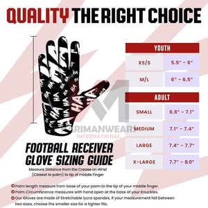 Guantes de Fútbol Americano al por Mayor con Agarre de Silicona, Guantes para Receptor, Logotipo Personalizado, Proveedor de Exportación de Fábrica OEM - Product Image 3