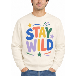 Sweat-shirt à col rond imprimé Premium Stay Wild pour homme, pull en tricot décontracté, coupe classique, style automne - Product Image 1