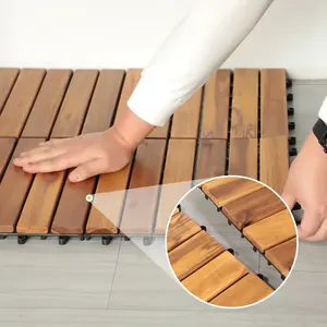 Dalles de terrasse en bois d'acacia, emboîtables, imperméables, pour jardin et patio - Product Image 3