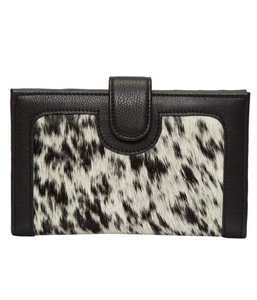 Bolso de Mano para Mujer, Piel Vacuna Genuina, Suave, Plegable, Color Bronceado y Blanco, con Cierre de Cremallera, Botón y Adornos de Borlas, Logotipo Personalizable - Product Image 3