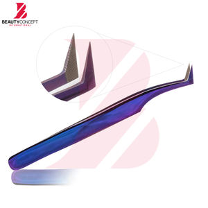 Lot de 8 pinces à cils personnalisées en gros, pinces à cils volume en acier inoxydable revêtu de titane multicolore violet - Product Image 5