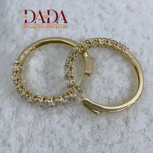Modern Round Brilliant Diamond Hoop Earrings Sparkling Lab Grown Yellow Gold Anniversary <b>Gift</b> for Her Everyday Wear - Product Image 2