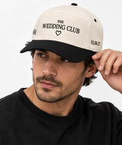 Nouvelle Casquette de Mariage Personnalisée à Cinq Panneaux, Visière Noire, Couronne Ivoire, Broderie, en Sergé de Coton Premium, Cadeau pour Marié, Chapeau de Club de Mariage - Product Image 5