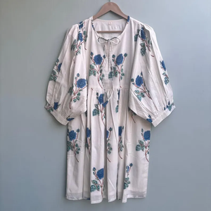 Vestido Midi Informal para Mujer, para Uso Diario, Todas las Temporadas, Tejido 100% Algodón, Liso, Manga Corta, Cintura Imperio, Estilo Babydoll, Cuello en V, Talla Grande - Product Image 5