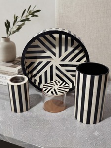 Black White Bone Inlay Eco-Friendly Incense Holder <b>Cylinder</b> Aromatherapy <b>Vase</b> for Mubkhar Incense Sticks Cone Handcrafted - Product Image 3
