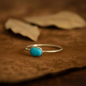 แหวนเทอร์ควอยซ์ธรรมชาติสไตล์เทรนดี้จากแอริโซนา เงินแท้ 925 เครื่องประดับโบฮีเมียนแบบนาวาโฮ ทำด้วยมือ ประดับอัญมณี ของขวัญแทนใจสำหรับวันครบรอบ - Product Image 3