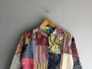 Quilted <b>Patchwork</b> <b>Jacket</b> Women's Mandarin Collar Full Sleeve Cotton Autumn Style Regular Length Button Closure gift for her - Product Image 4
