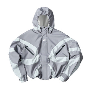Veste à capuche unisexe en nylon et coton épais, style streetwear de créateur, personnalisable avec impression thermocollante et airbrushing, vente en gros - Product Image 2