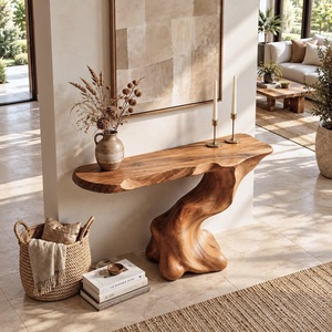 Tables consoles en bois massif naturel, design unique, pour décoration d'appartement écologique, meubles en bois, mobilier d'hôtel, design de meubles. - Product Image 5
