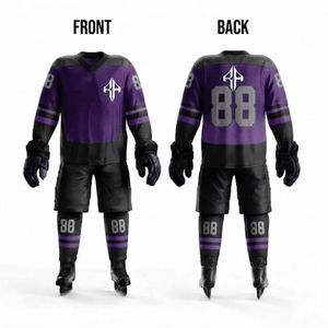 Conjunto de Uniforme de Hockey sobre Hielo Transpirable para Hombre, Impresión por Transferencia de Calor, con Guantes y Zapatos, 100% Poliéster, Calidad Premium, Logotipo Personalizado - Product Image 1