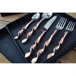 Juego de cubiertos metálicos con diseño elegante para el hogar, cocina, restaurante, comedor, estilo de presentación elegante y lujoso. - Product Image 1