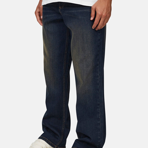 Men's Dark Wash Straight-Leg Denim Jeans Midweight Cotton Casual Fit Regular Waist Autumn Style - Product Image 6