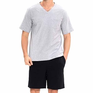 Sports <b>Shirt</b> Men Elastic Workout Training V-Neck <b>Shirts</b> And <b>Shorts</b> Custom Solid Color Jogging Gym <b>Short</b> <b>Set</b> - Product Image 1