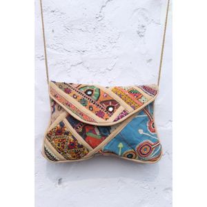 Modern Style Hand Embroidery Banjara Casual Fashion Open Closure <b>Chains</b> Patchwork <b>Mirror</b> Work Clutch Purse for Women's Daily Use - Product Image 1