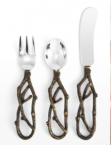 Ensemble de couverts en métal au design rétro, cuillère, couteau, fourchette, résistant au lave-vaisselle, finition dorée, pour la cuisine et la maison - Product Image 1