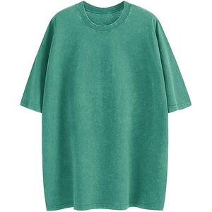 เสื้อยืดแขนสั้นสีเขียวล้วนทรงโอเวอร์ไซส์สำหรับผู้ชาย ผ้าฝ้ายระบายอากาศดี ดีไซน์คอปกถักแบบลำลองสำหรับฤดูร้อน - Product Image 6