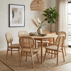 Fauteuil de salon classique en rotin tressé, structure en teck artisanale, fauteuil d'appoint style bistrot français, dossier en cannage naturel - Product Image 3