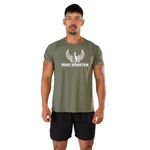 Men's Olive <b>Green</b> Performance T Shirt Lightweight Athletic Fit Training Workout Fitness Sportswear Clothing - Product Image 1