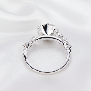 Anillo de Compromiso de Moissanita VVS de 0.5CT con Corte Brillante Redondo en Forma de Rosa de Moda, Inspirado en la Naturaleza, con Diseño de Ramita y Flor, para Boda - Product Image 6